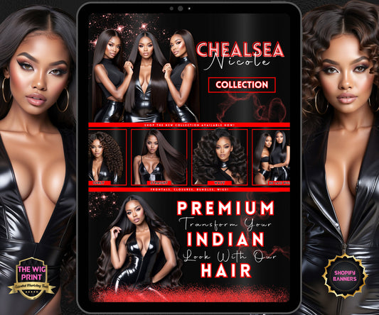 Luxury Indian Hair Website Design | Premade Shopify Website | Hair + Wig Banding Template | DIY | CANVA | Shopify Hair Theme