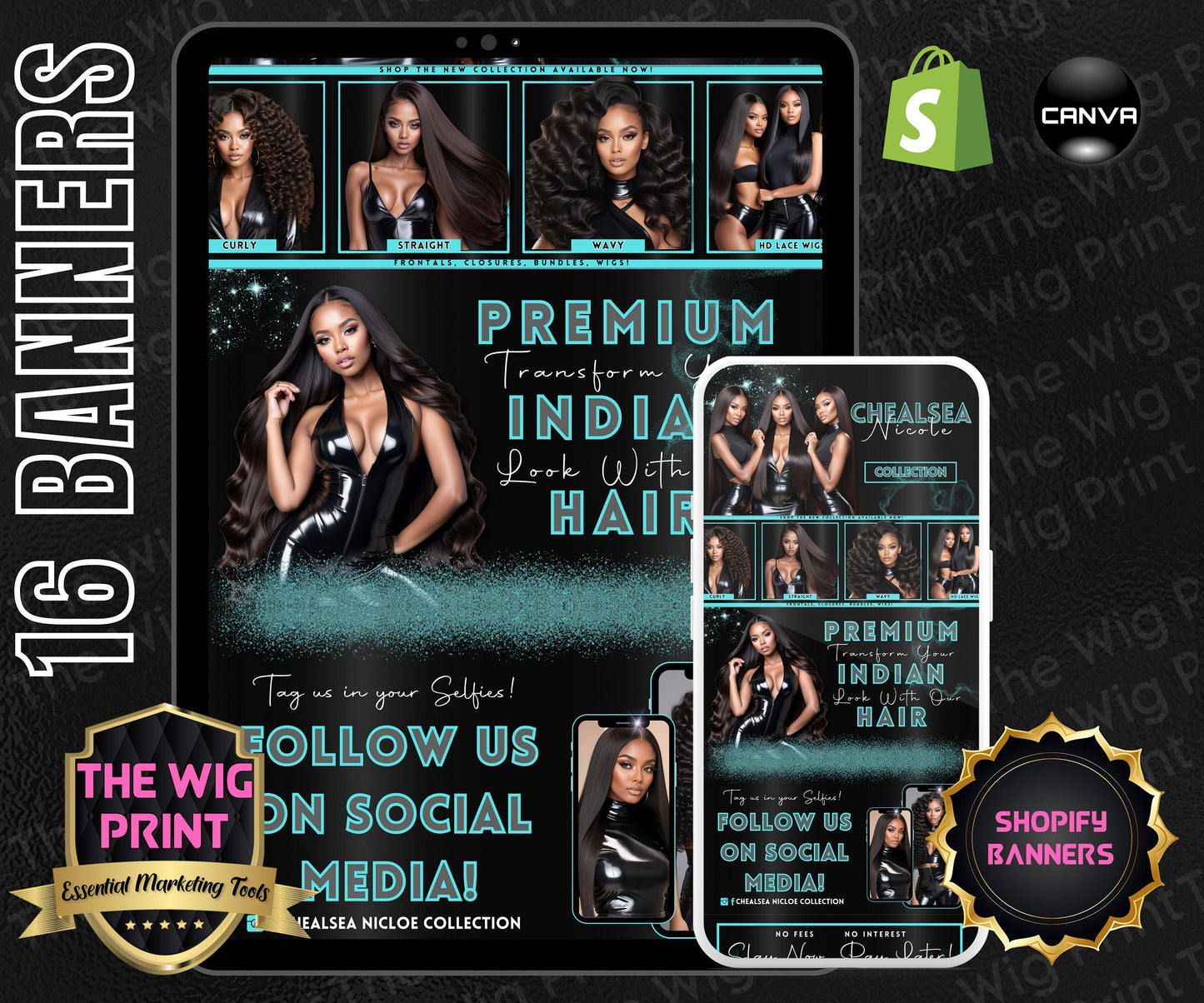 Luxury Indian Hair Website Design | Premade Shopify Website | Hair + Wig Banding Template | DIY | CANVA | Shopify Hair Theme