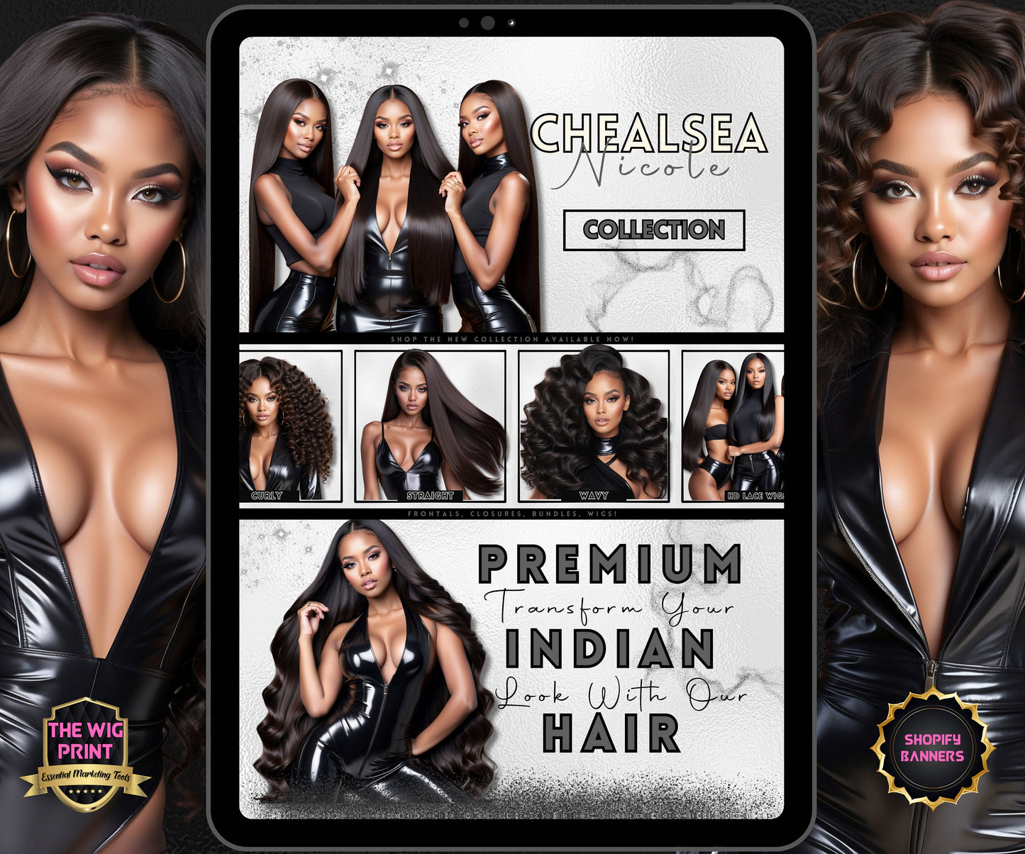 Luxury Indian Hair Website Design | Premade Shopify Website | Hair + Wig Banding Template | DIY | CANVA | Shopify Hair Theme