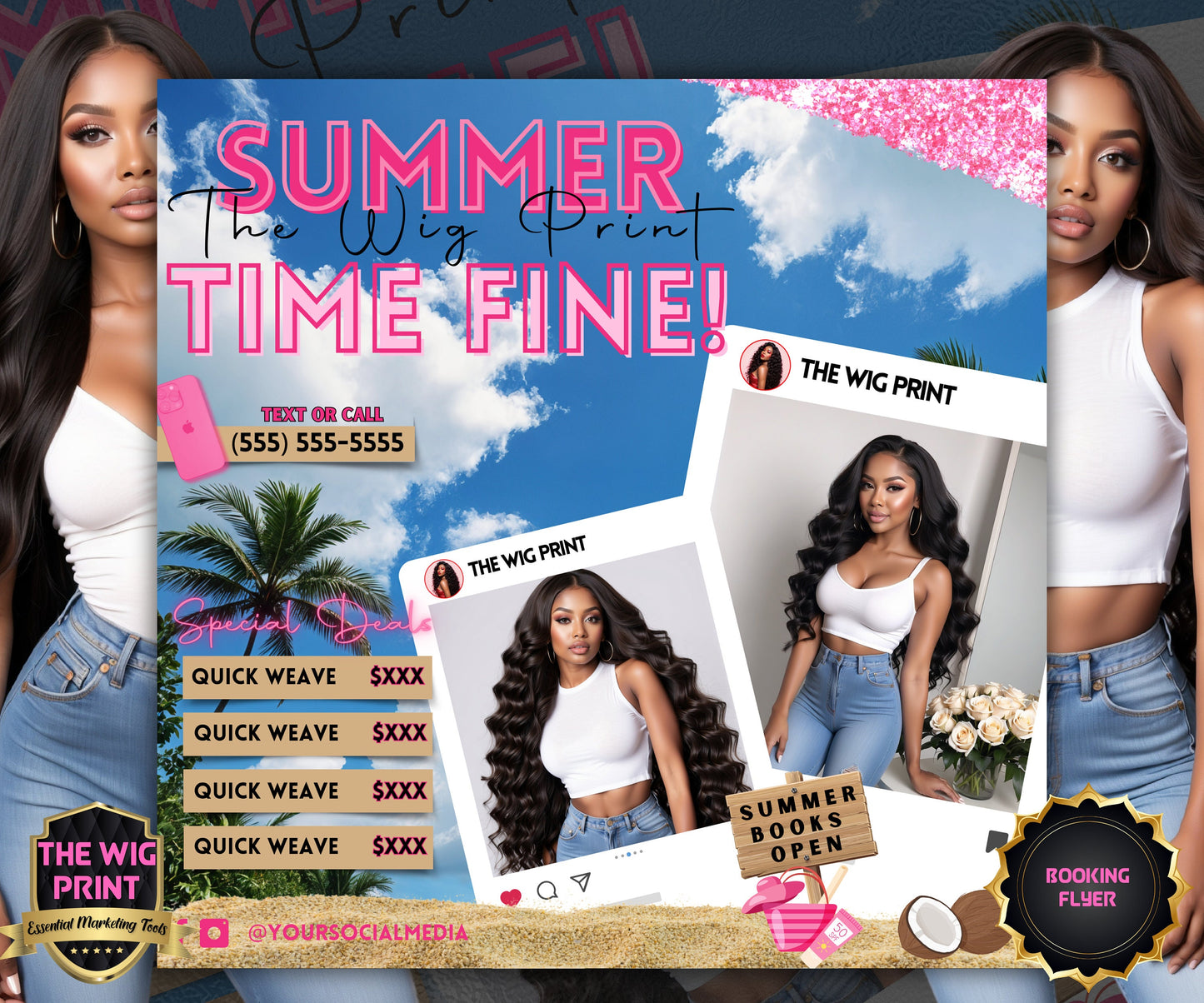 Summer Hair Deals | 1 Booking Flyer | Pink Theme | DIY | CANVA | Summer Break | Summer Special | Summer Appointments | June July August