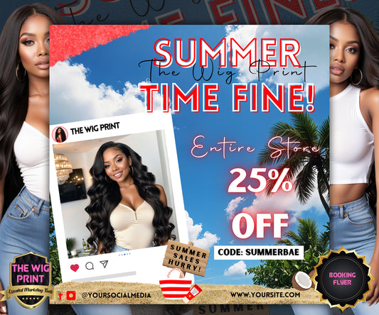 Summer Hair Sale | 1 Booking Flyer | Red Theme | DIY | CANVA | Summer Break | Summer Special | Summer Appointments | June July August