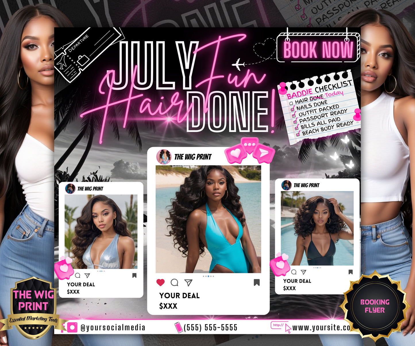 July Fun Hair Done | July Deals | DIY | CANVA | Summer Break | July Special | July Appointments | July Flyer | July Bookings