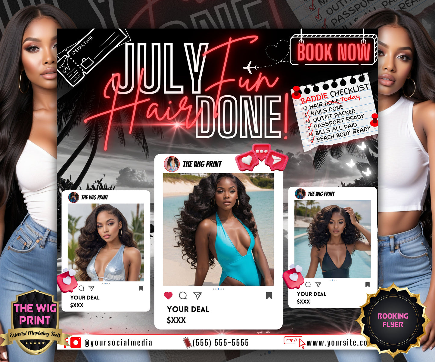 July Fun Hair Done | July Deals | DIY | CANVA | Summer Break | July Special | July Appointments | July Flyer | July Bookings