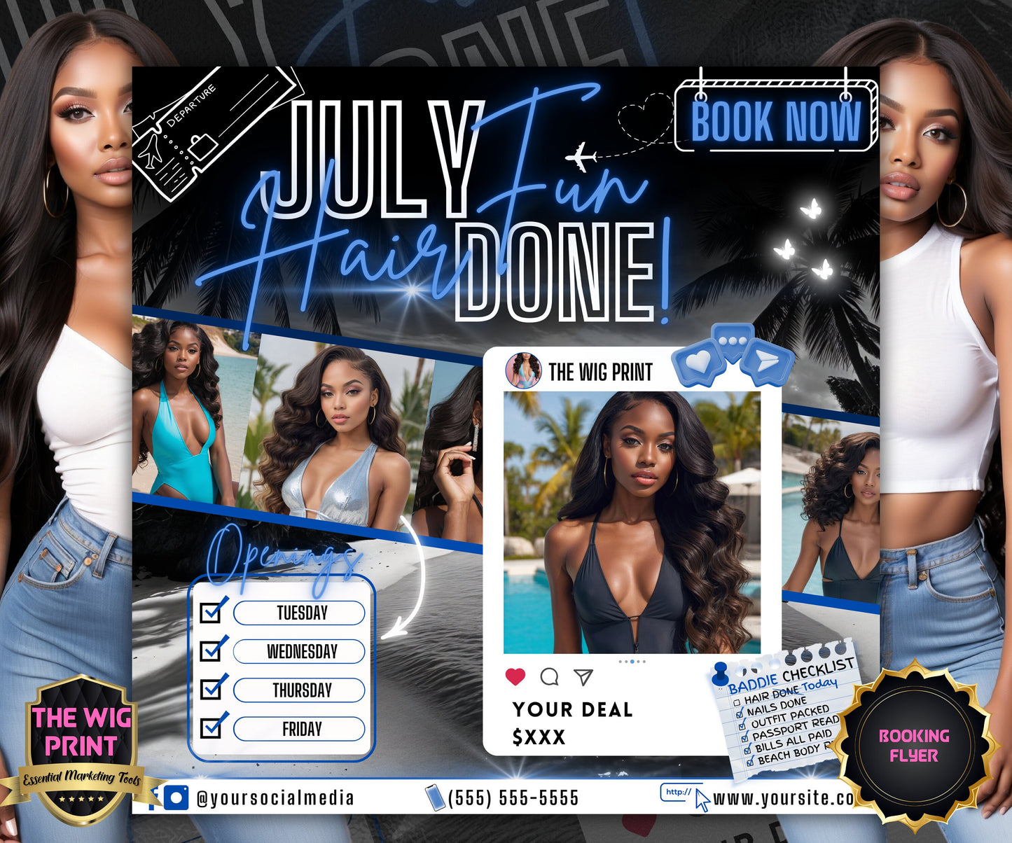 July Fun Hair Done | July Deals | DIY | CANVA | Summer Break | July Special | July Appointments | July Flyer | July Bookings