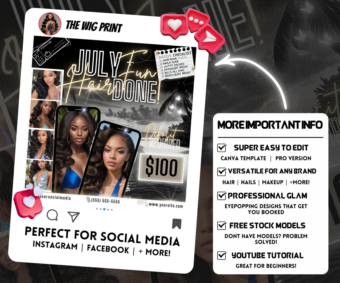 July Fun Hair Done | July Deals | DIY | CANVA | Summer Break | July Special | July Appointments | July Flyer | July Bookings