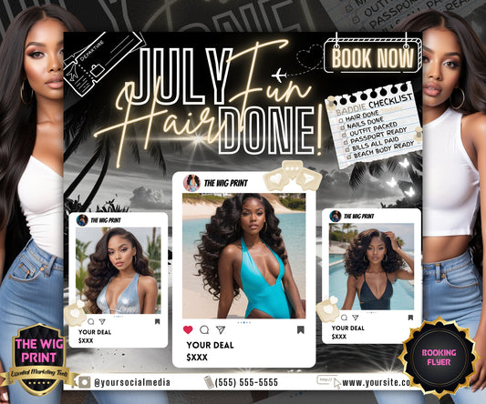 July Fun Hair Done | July Deals | DIY | CANVA | Summer Break | July Special | July Appointments | July Flyer | July Bookings