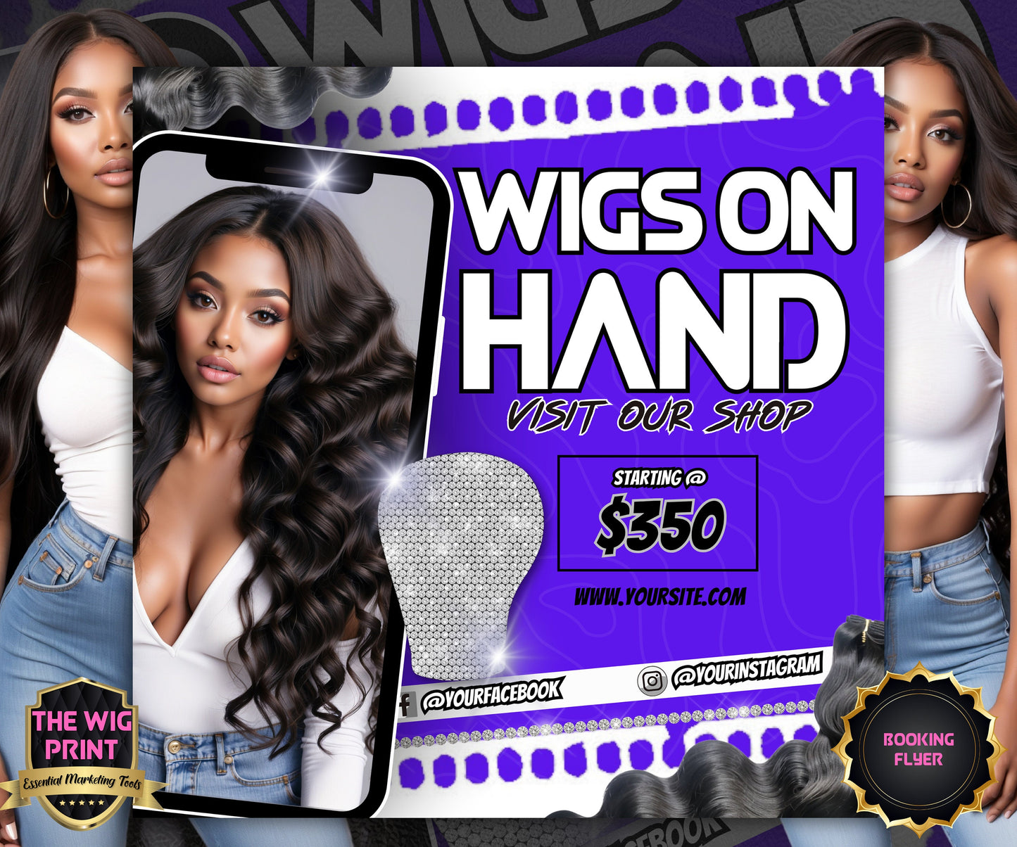 Wigs On Hand Flyer | Wig Specials | Wig Booking Flyers | DIY | CANVA | Wig Flyers | Wig Deals | Wig Appointments | Wigs on Hand | Custom Wig