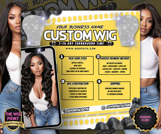 Custom Wig Flyer | Wig Specials | Wig Booking Flyers | DIY | CANVA | Wig Flyers | Wig Deals | Wig Appointments | Wigs on Hand