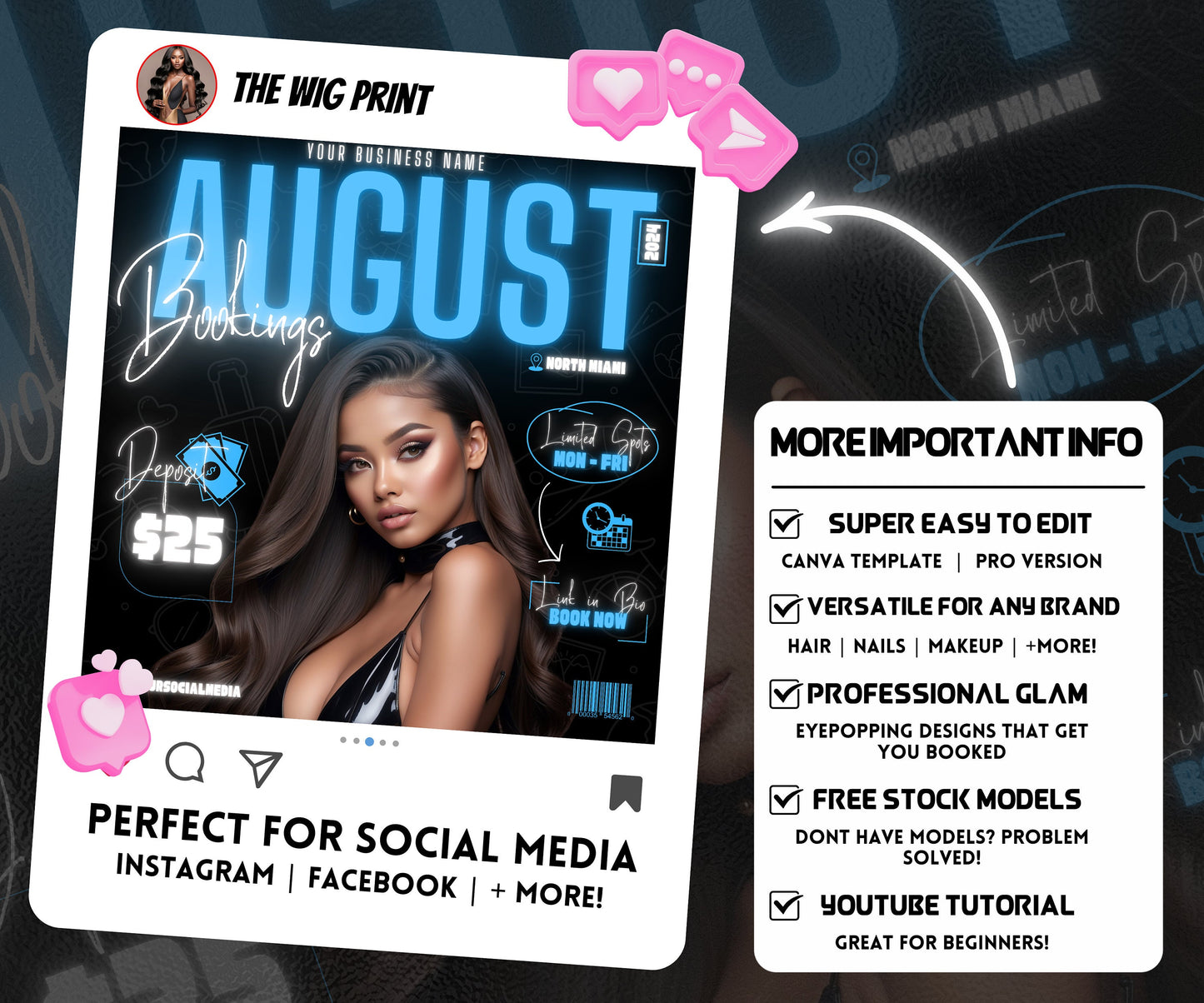 August Books Open | August Booking Flyer | Blue Theme | DIY | CANVA | Summer Break | August Special | August Appointments | June July August