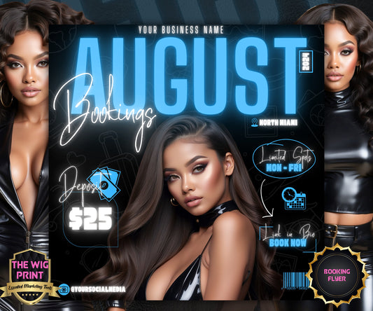 August Books Open | August Booking Flyer | Blue Theme | DIY | CANVA | Summer Break | August Special | August Appointments | June July August