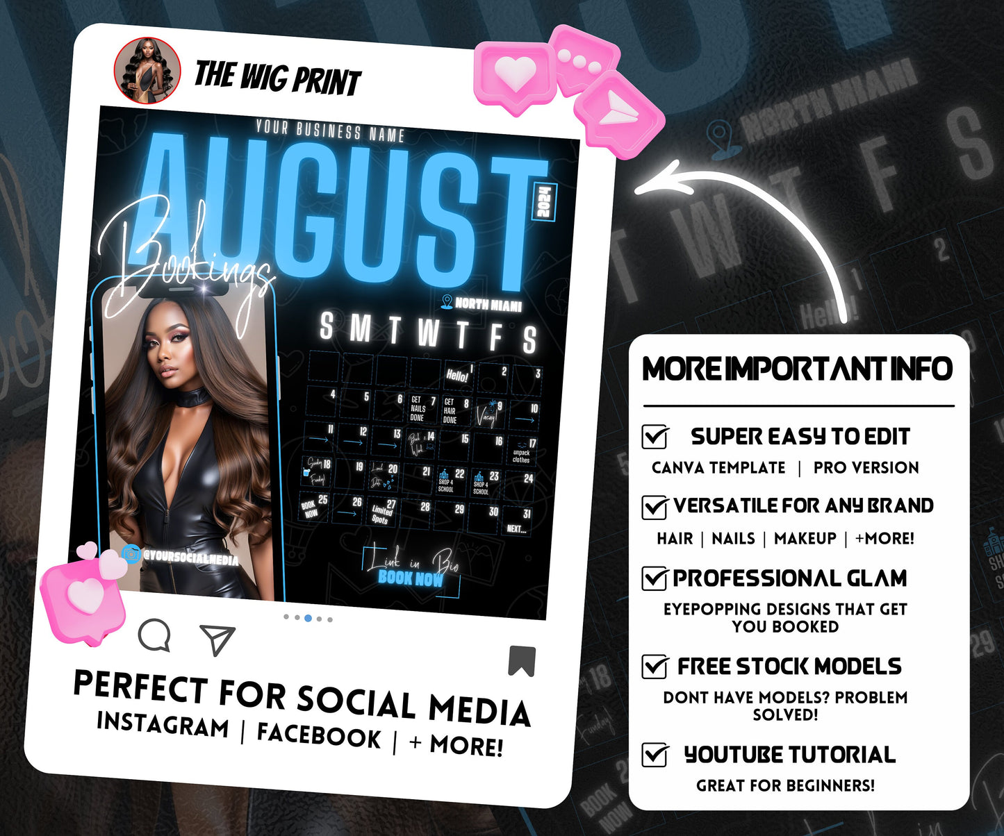 August Books Open | August Booking Flyer | Blue Theme | DIY | CANVA | Summer Break | August Special | August Appointments | June July August