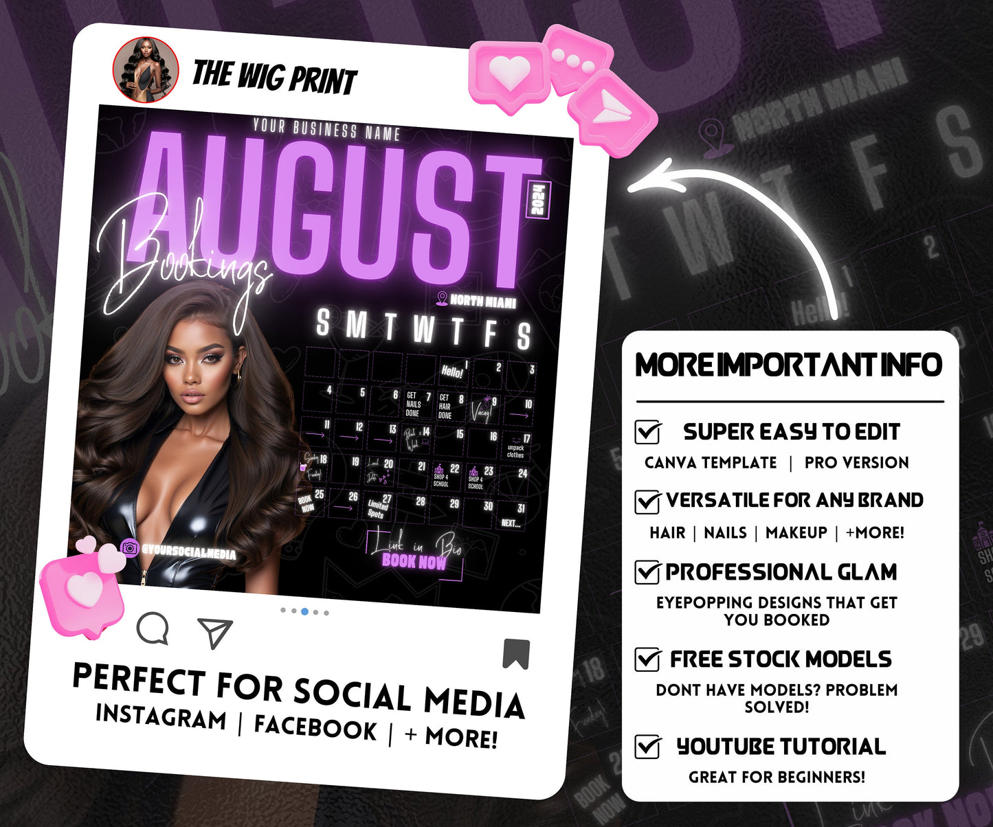 August Books | August Booking Flyer | Purple Theme | DIY | CANVA | Summer Break | August Special | August Appointments | June July August