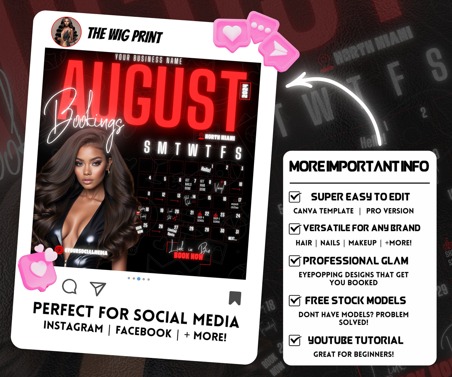 August Books Open | August Booking Flyer | Red Theme | DIY | CANVA | Summer Break | August Special | August Appointments | June July August