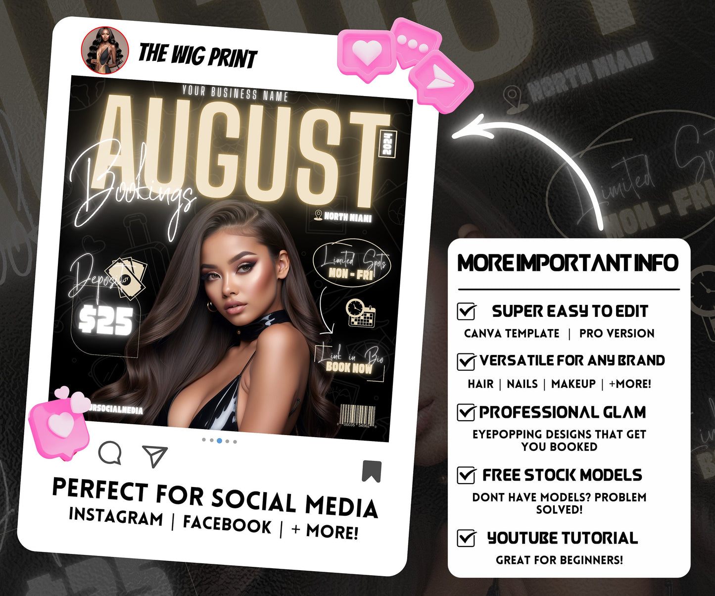 August Books | August Booking Flyer | Beige Theme | DIY | CANVA | Summer Break | August Special | August Appointments | June July August