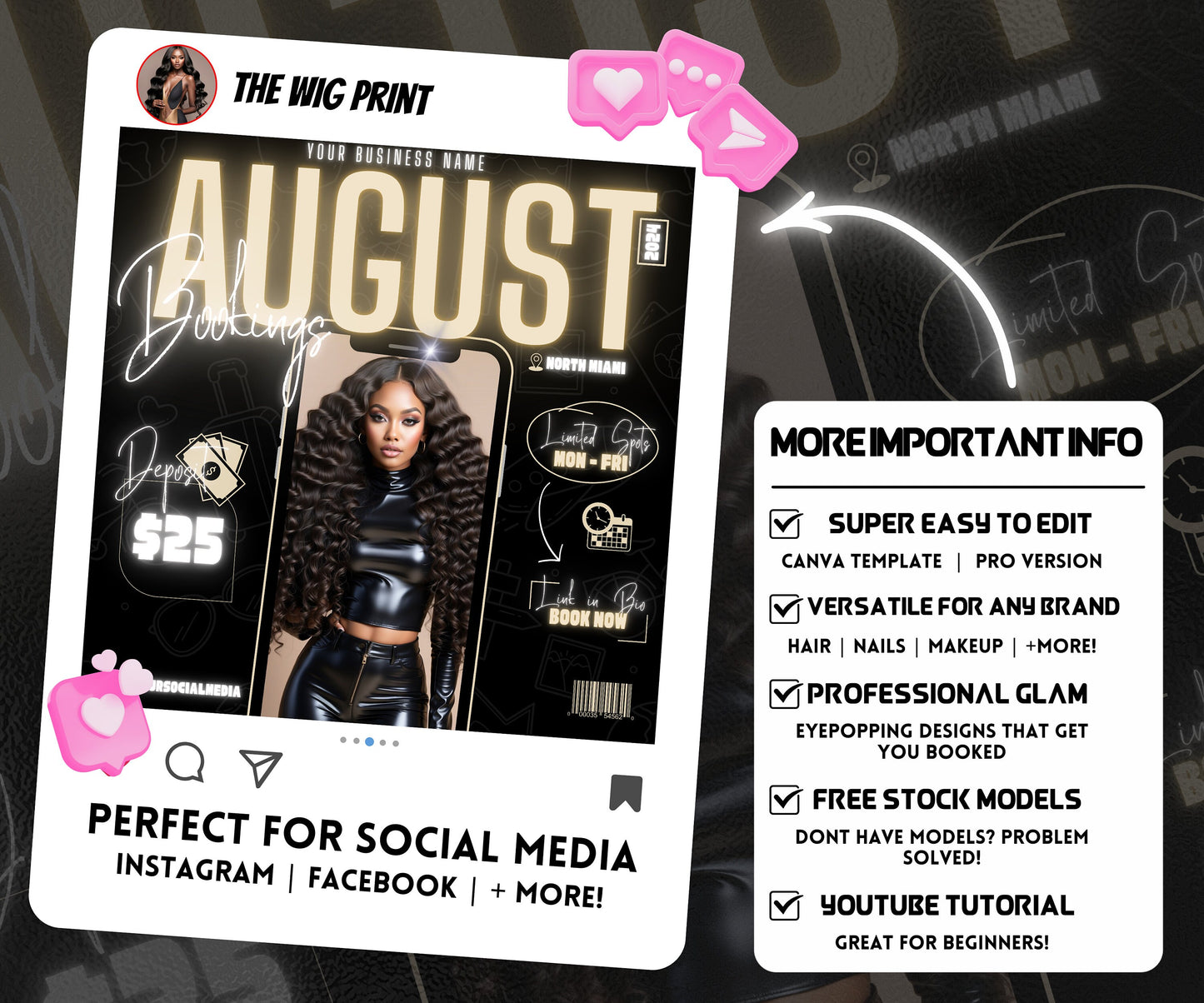 August Books | August Booking Flyer | Beige Theme | DIY | CANVA | Summer Break | August Special | August Appointments | June July August