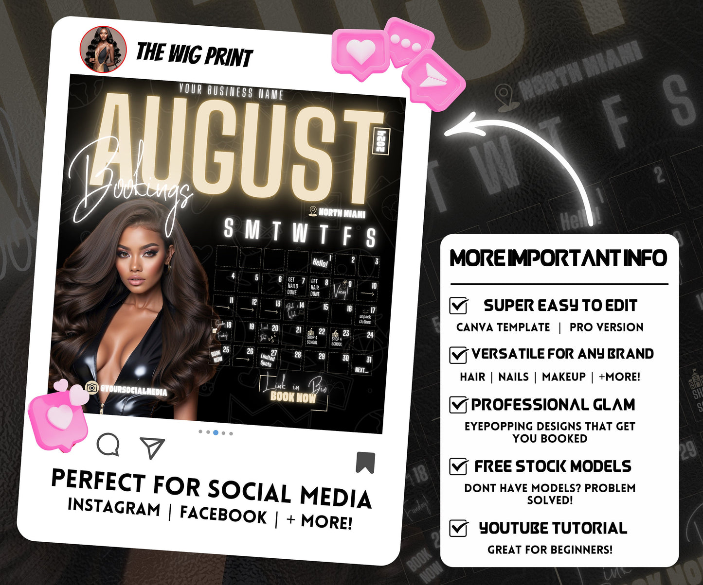 August Books Open | August Booking Flyer | Pink Theme | DIY | CANVA | Summer Break | August Special | August Appointments | June July August