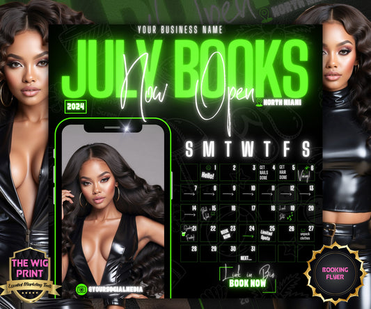 July Books Open | July Booking Flyer | Pink Theme | DIY | CANVA | Summer Break | July Special | July Appointments | June July August