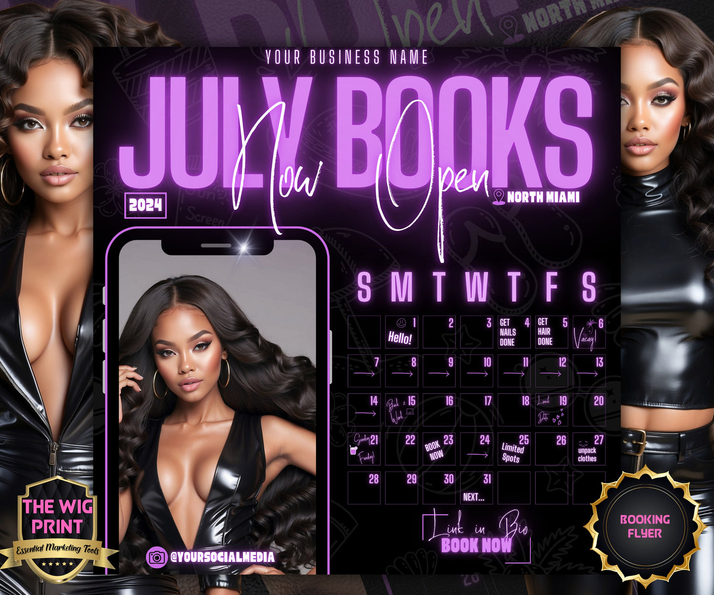 July Books Open | July Booking Flyer | Pink Theme | DIY | CANVA | Summer Break | July Special | July Appointments | June July August