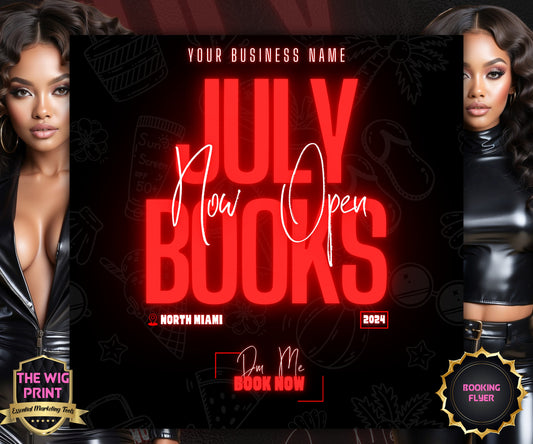 July Books Open | July Booking Flyer | Pink Theme | DIY | CANVA | Summer Break | July Special | July Appointments | June July August