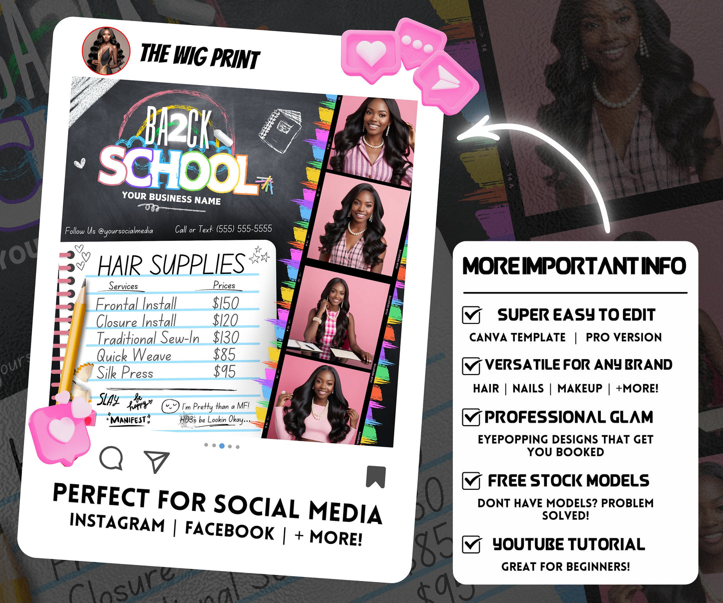 Back 2 School Flyer | Back to School Books Open | Back to School Bookings | Back to School Season | Back 2 school Appointments | DIY | CANVA