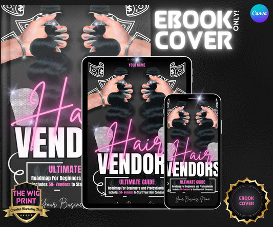 Hair Vendors Ebook Cover Only | Ebook Cover Template | Canva Editable Template | Ebook | Ebook Template | DIY Ebook cover