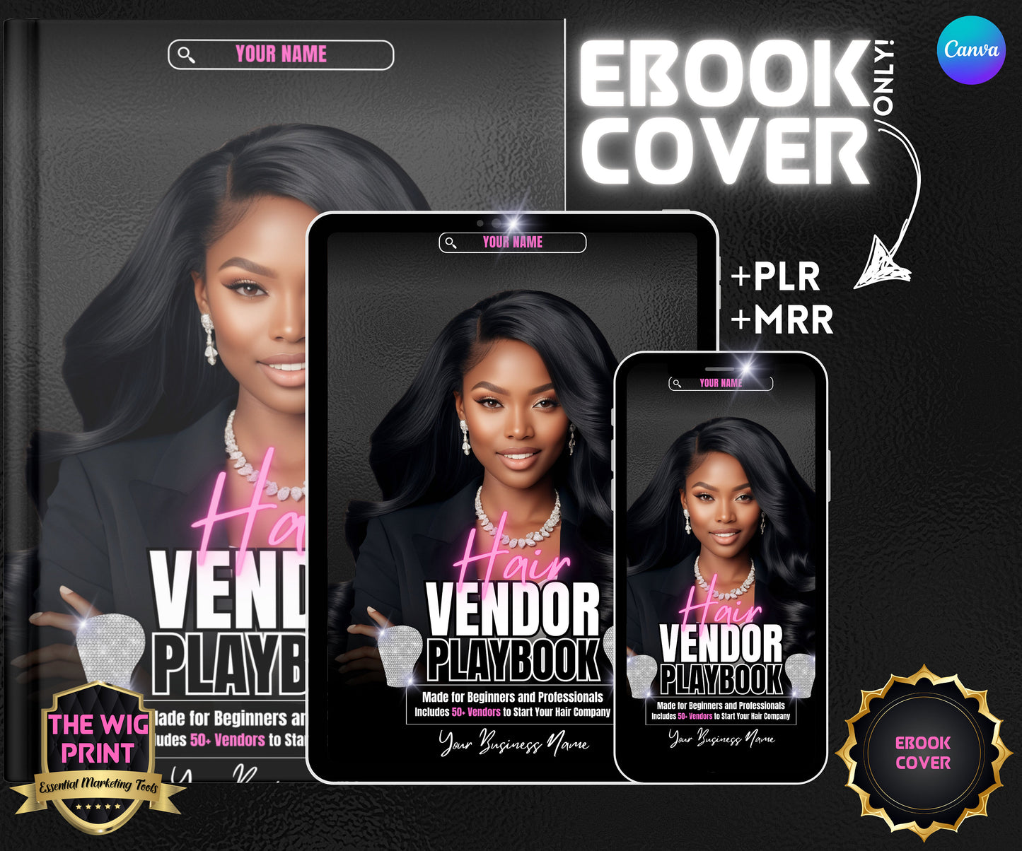 Hair Vendors Ebook Cover Only | MRR + PLR | Ebook Cover Template | Canva Editable Template | Ebook | Ebook Template | DIY Ebook cover