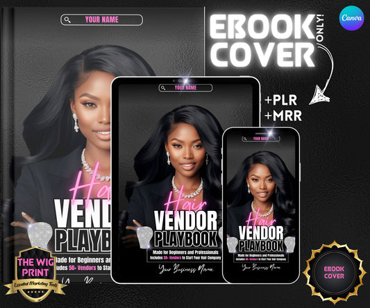 Hair Vendors Ebook Cover Only | MRR + PLR | Ebook Cover Template | Canva Editable Template | Ebook | Ebook Template | DIY Ebook cover