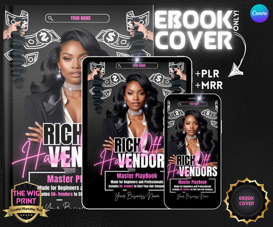 Hair Vendors Ebook Cover Only | MRR + PLR | Ebook Cover Template | Canva Editable Template | Ebook | Ebook Template | DIY Ebook cover