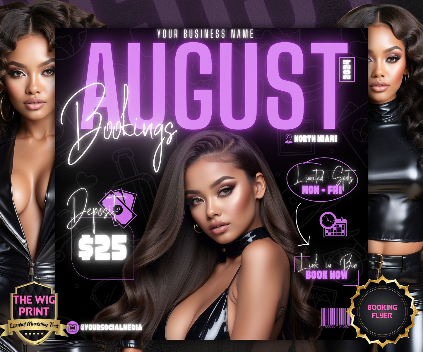 August Books | August Booking Flyer | Purple Theme | DIY | CANVA | Summer Break | August Special | August Appointments | June July August