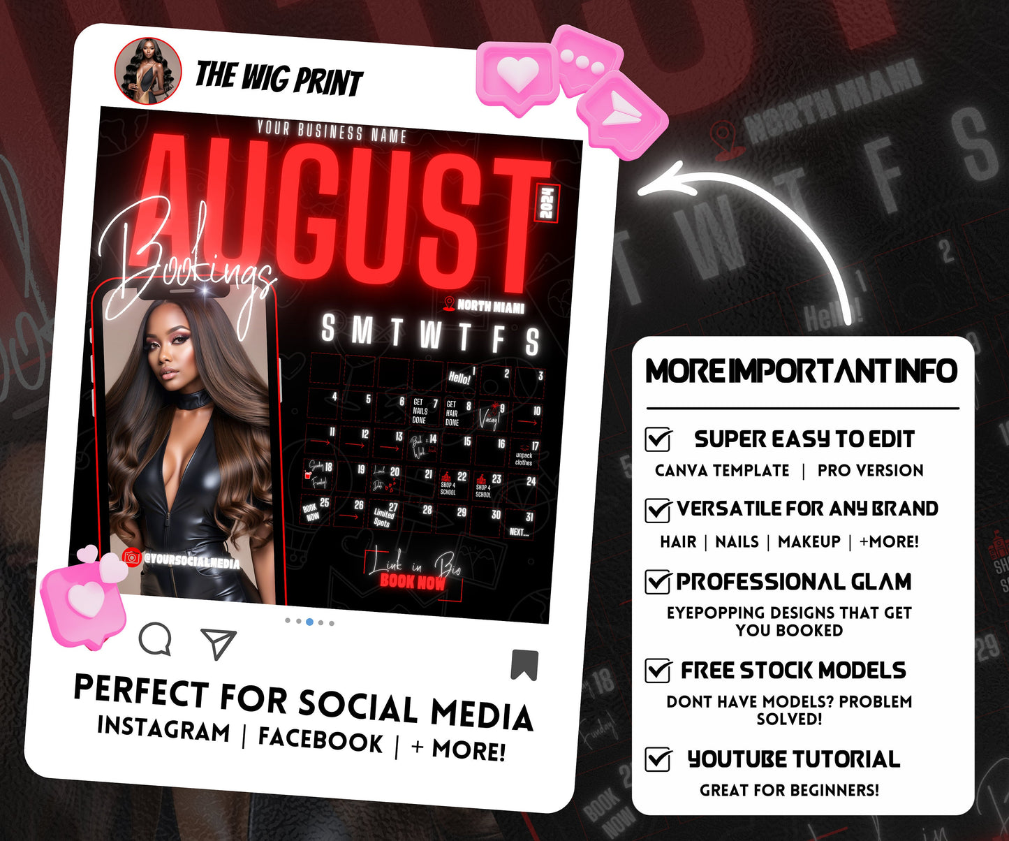 August Books Open | August Booking Flyer | Red Theme | DIY | CANVA | Summer Break | August Special | August Appointments | June July August