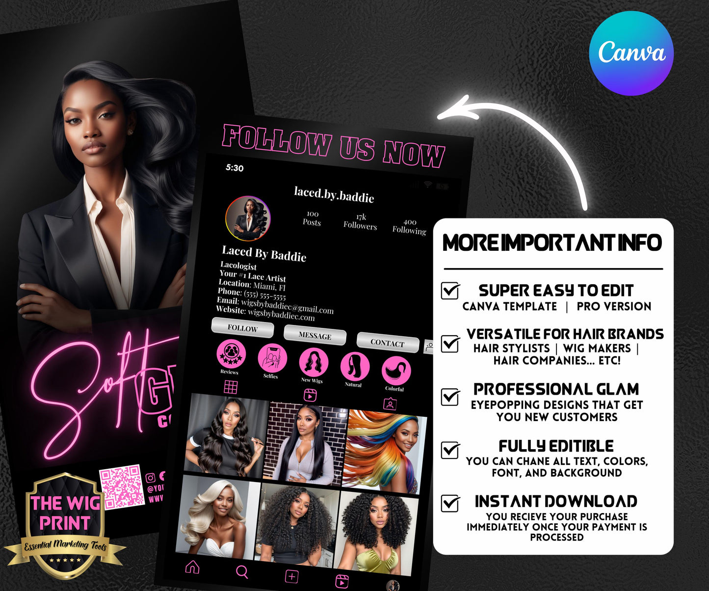 Soft Girl Collection | Business Cards Template | Canva Template Design | Hair Stylist| Lashes Nail Tech Braids Wigs Card