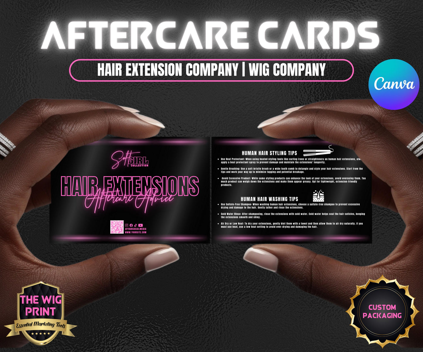 Soft Girl Collection | After Care Cards | Hair Care Card Template | Hair Care Instructions | Weave Care Guide | Hair Business Packaging