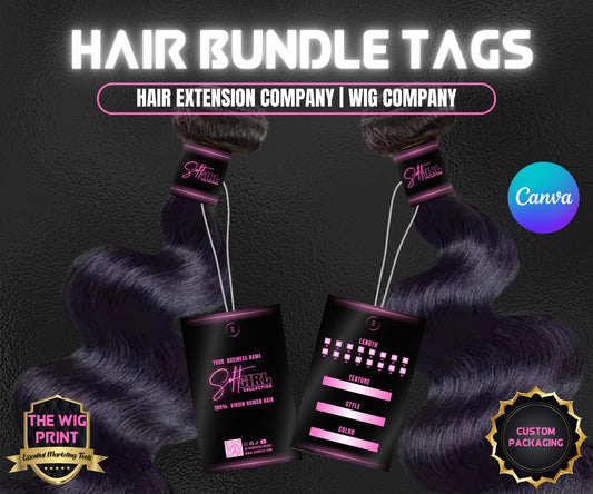 Soft Girl Collection | Hair Wig Bundle Tags | DIY Hair Branding | Neon Pink Luxury Kit | Hair Bundle Wrap | Hair Business Packaging