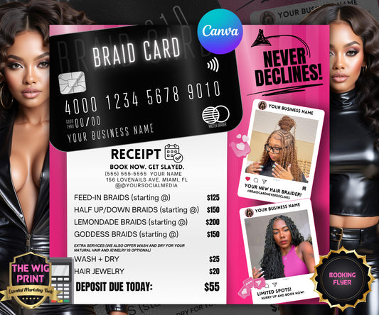 Braid Card Never Declines | Canva Flyer Template