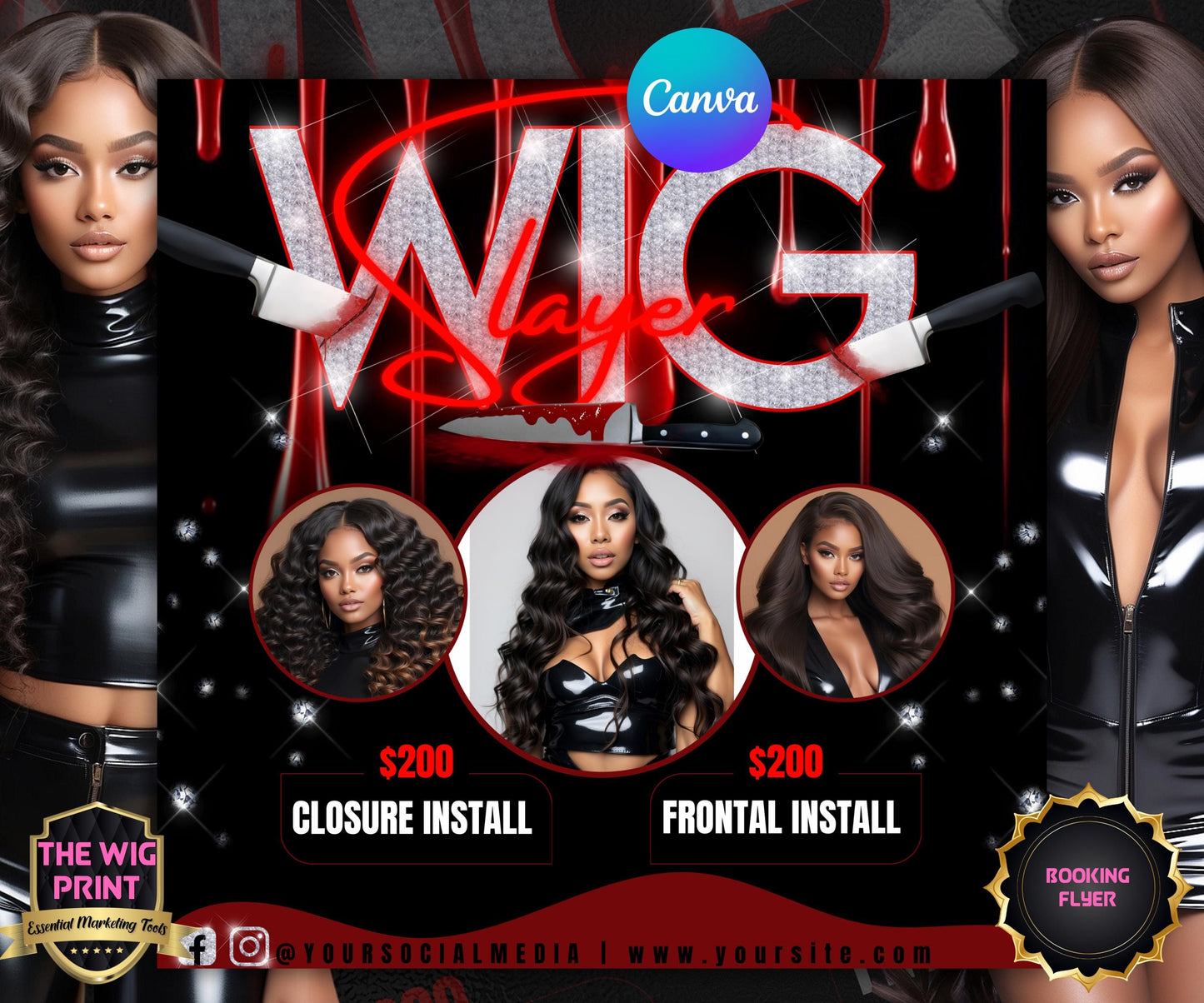 Wig Slayer Booking Template | 4 Flyers