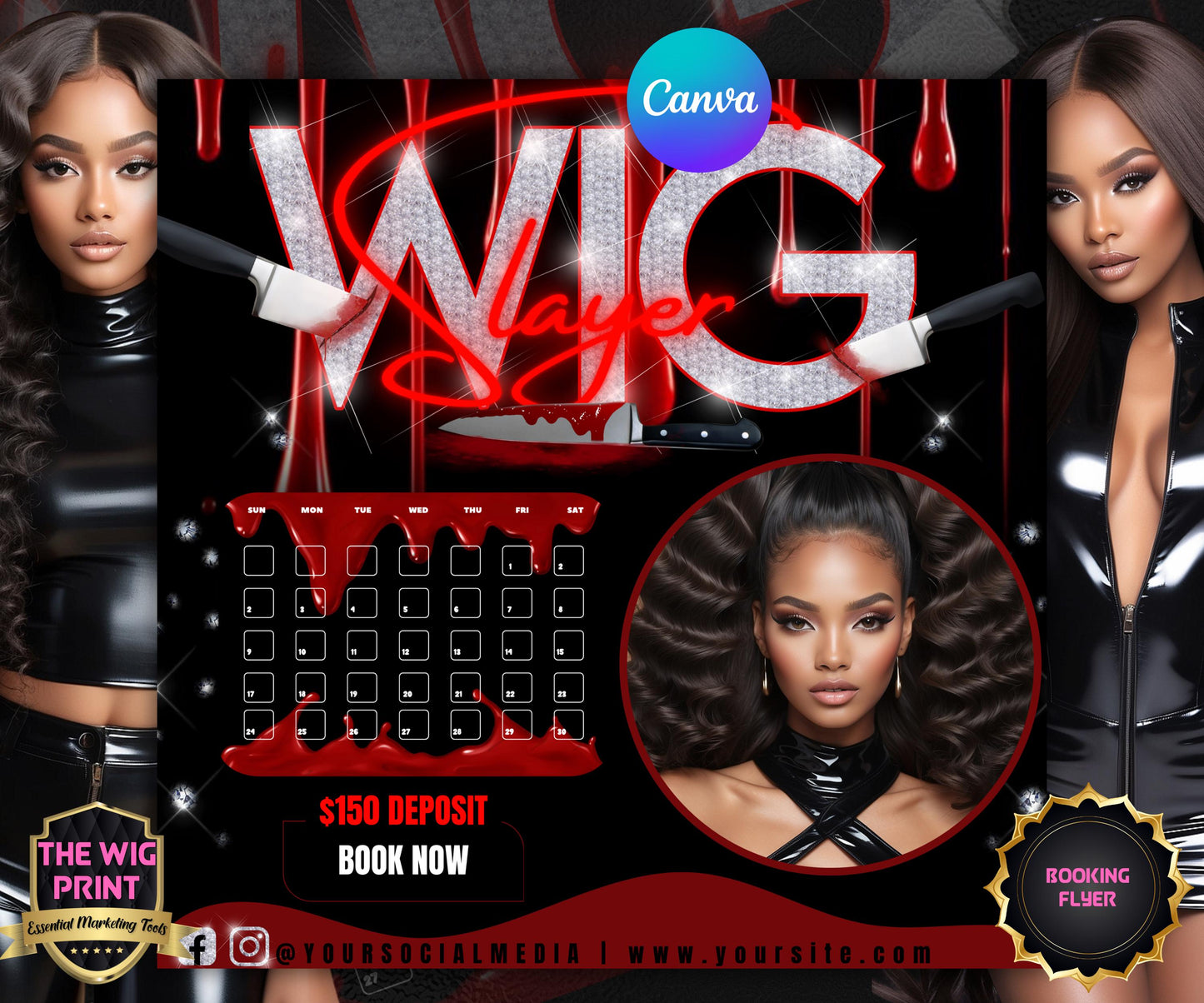 Wig Slayer Booking Template | 4 Flyers