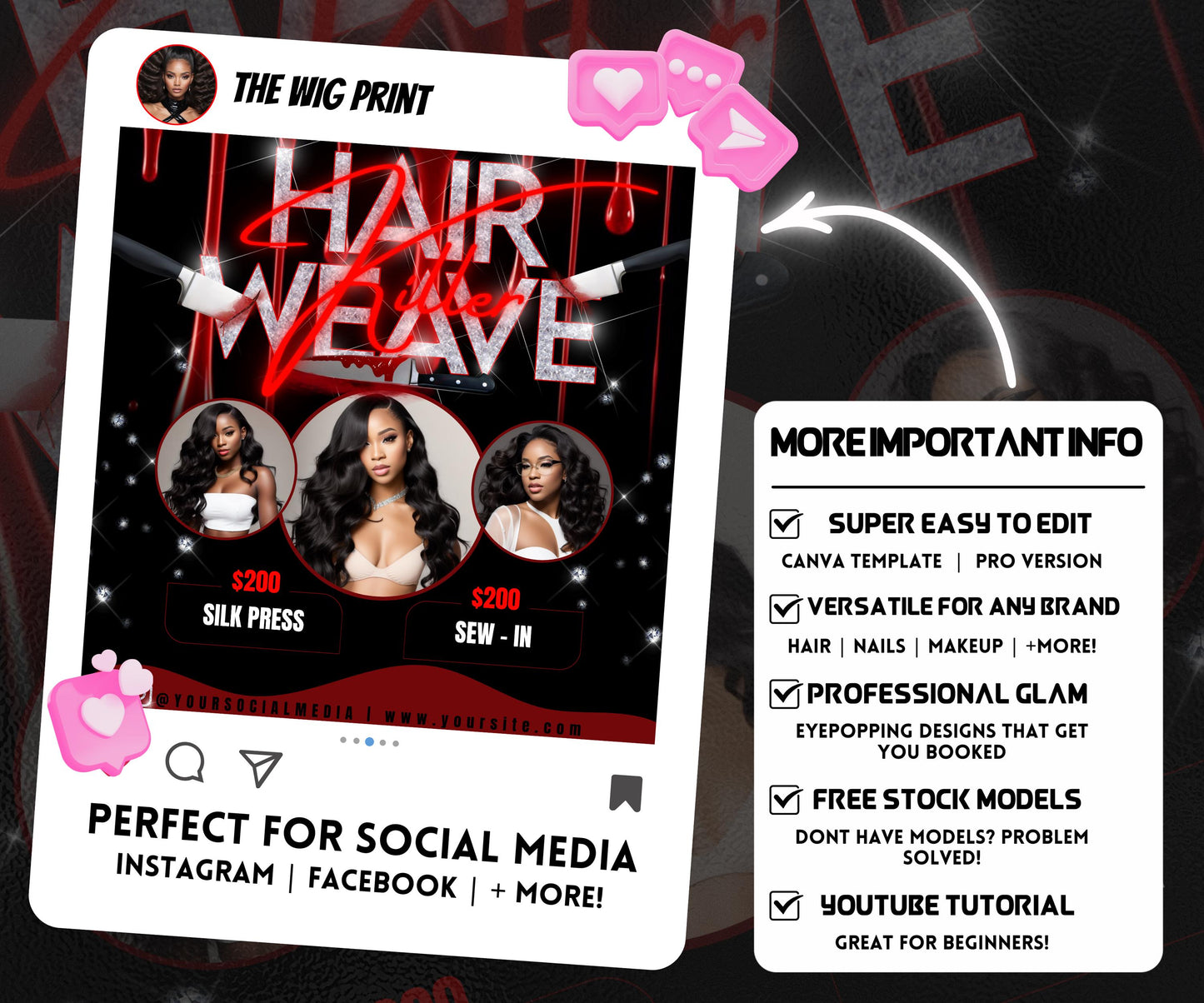 Hair Weave Killer Bookings | Flyer Template