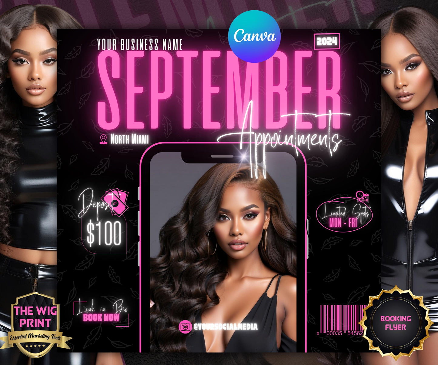 September Books Open | September Booking Flyer | Pink Theme | DIY | CANVA | Fall SZN | September Special | September Appointments