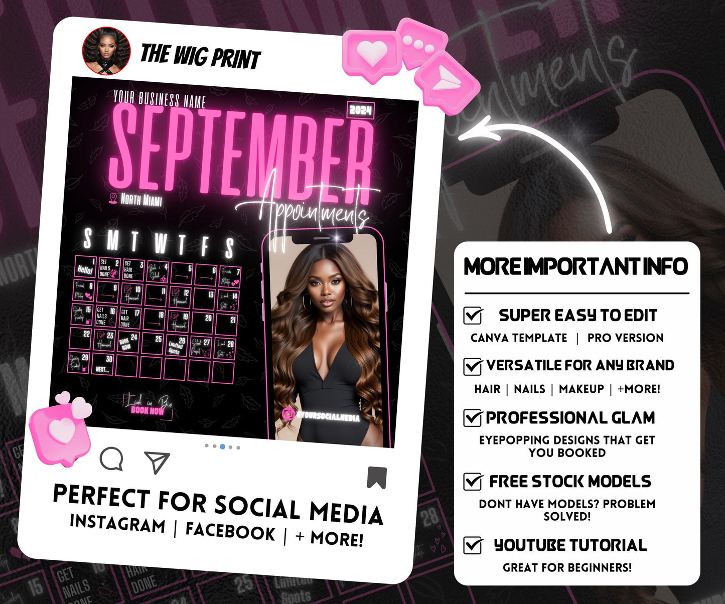 September Books Open | September Booking Flyer | Pink Theme | DIY | CANVA | Fall SZN | September Special | September Appointments