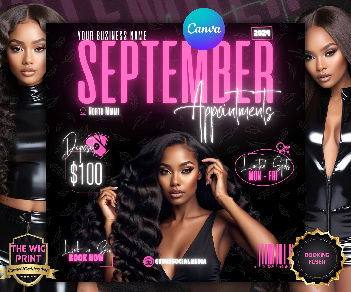 September Books Open | September Booking Flyer | Pink Theme | DIY | CANVA | Fall SZN | September Special | September Appointments