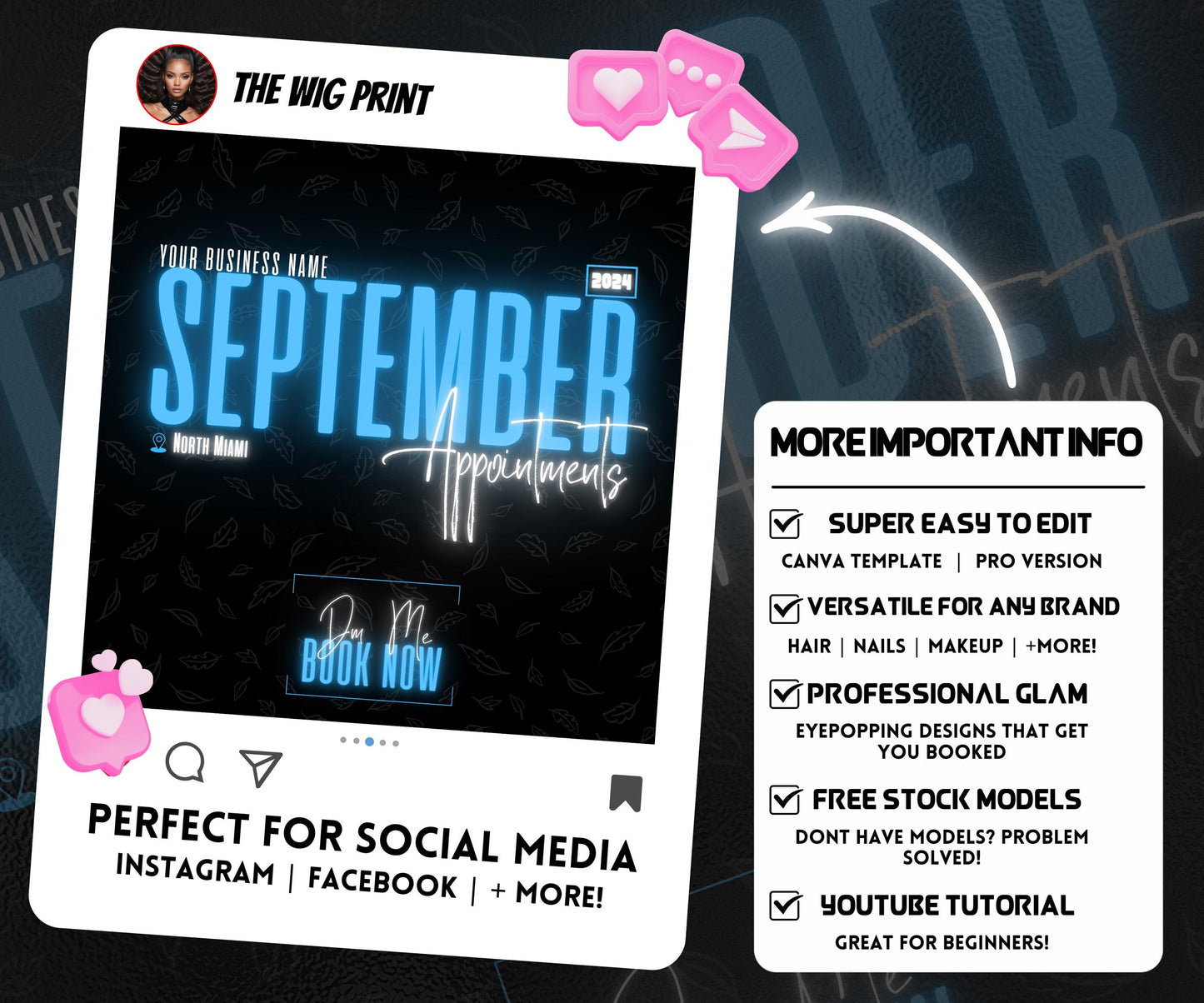 September Books Open | September Booking Flyer | Blue Theme | DIY | CANVA | Fall SZN | September Special | September Appointments