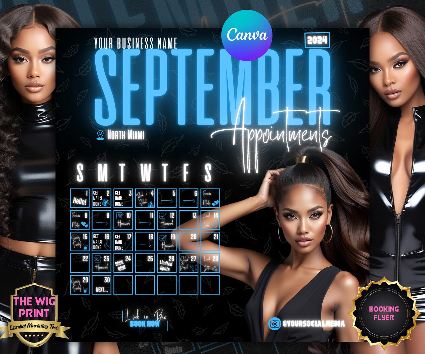 September Books Open | September Booking Flyer | Blue Theme | DIY | CANVA | Fall SZN | September Special | September Appointments