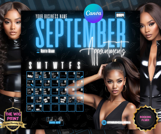 September Books Open | September Booking Flyer | Blue Theme | DIY | CANVA | Fall SZN | September Special | September Appointments