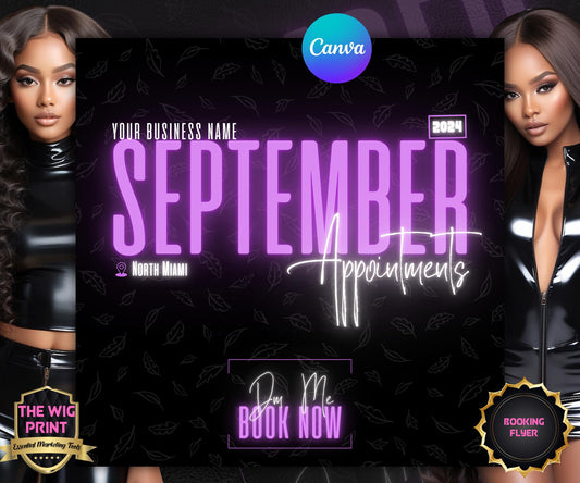 September Books Open | September Booking Flyer | Purple Theme | DIY | CANVA | Fall SZN | September Special | September Appointments