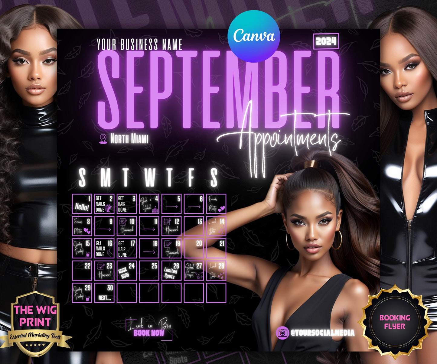 September Books Open | September Booking Flyer | Purple Theme | DIY | CANVA | Fall SZN | September Special | September Appointments