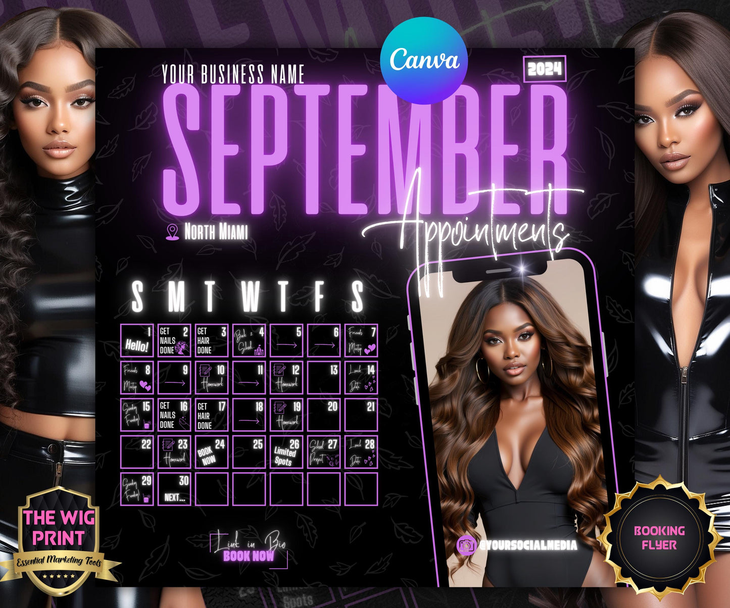 September Books Open | September Booking Flyer | Purple Theme | DIY | CANVA | Fall SZN | September Special | September Appointments