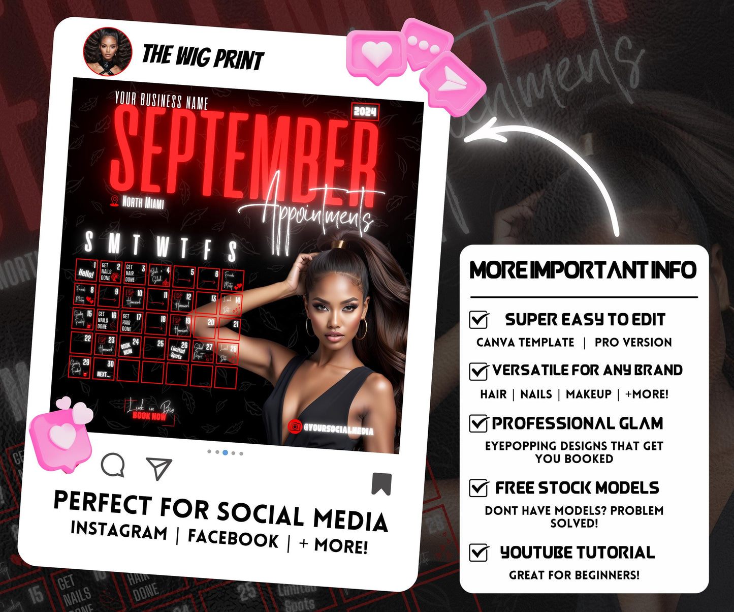 September Books Open | September Booking Flyer | Red Theme | DIY | CANVA | Fall SZN | September Special | September Appointments