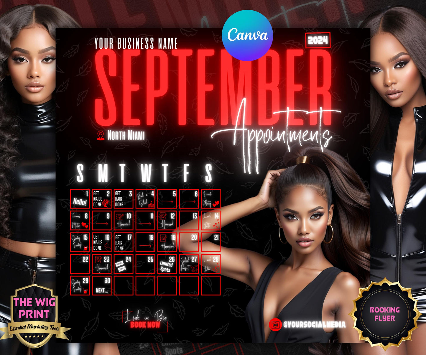 September Books Open | September Booking Flyer | Red Theme | DIY | CANVA | Fall SZN | September Special | September Appointments