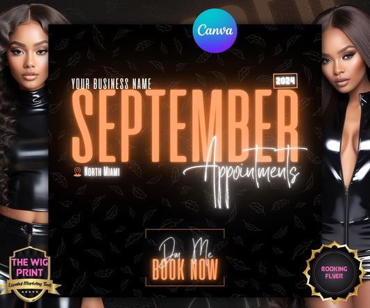 September Books Open | September Booking Flyer | Orange Theme | DIY | CANVA | Fall SZN | September Special | September Appointments