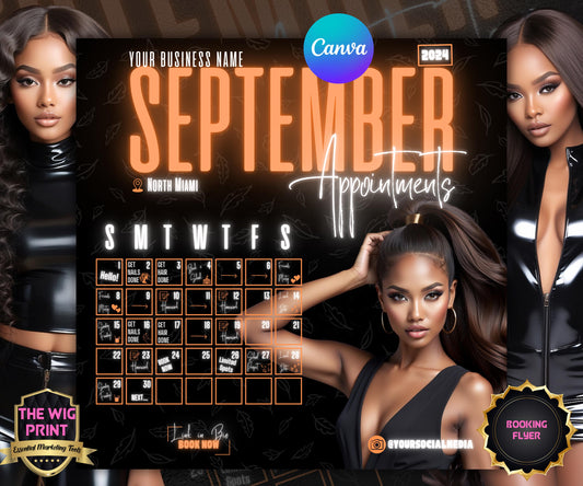 September Books Open | September Booking Flyer | Orange Theme | DIY | CANVA | Fall SZN | September Special | September Appointments